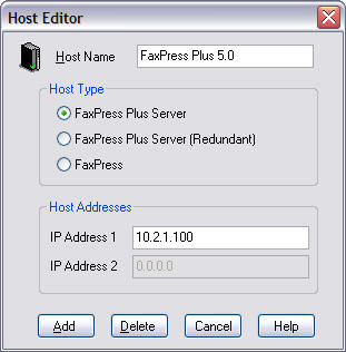 Host Editor dialog