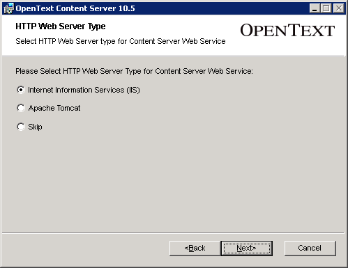 Web Server Type IIS